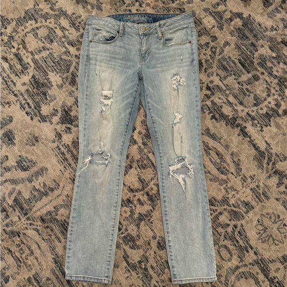 American Eagle Distressed Mid-High Rise Stretch Skinny Jeans: 10 - Picture 2 of 7